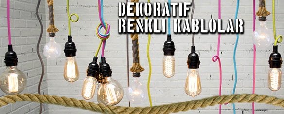 Dekoratif renkli kumaş elektrik kablosu - marketcik